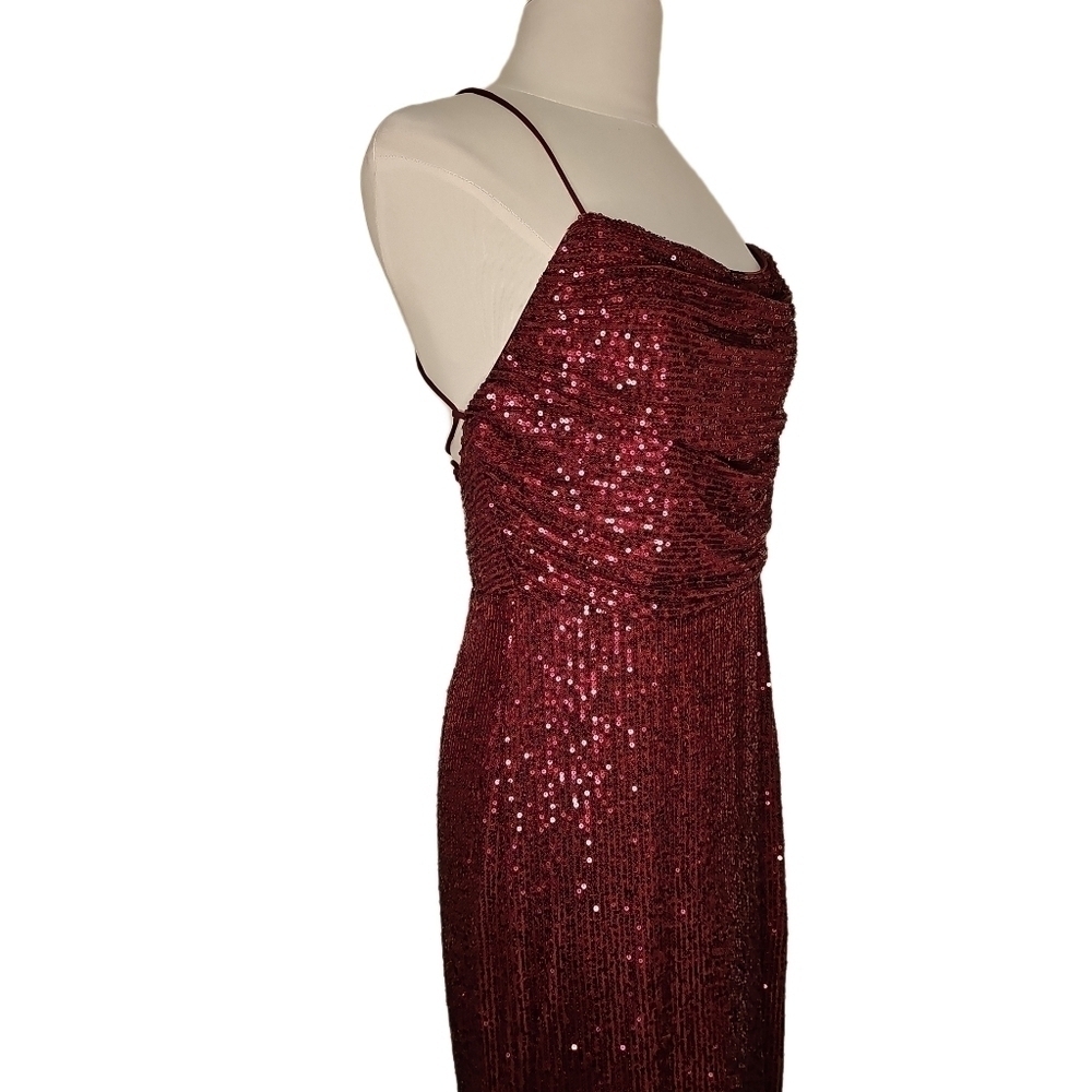 Sequin Burgundy strappy party dress women's XL - Picture 9 of 11